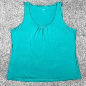 J Jill Tank Top Womens XL Blue Gathered Essential Stretch Casual Staple‎ Shirt